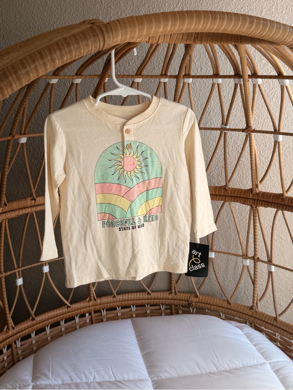 Target Cream Long Sleeve Tee with Retro Sun Graphic